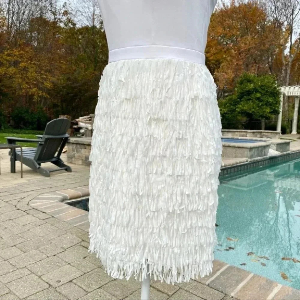NWT Aidan Mattox Fringe Formal Mini Dress White 2 - Picture 9 of 12